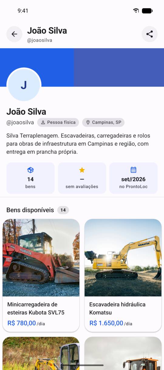 Loja pública aberta no app ProntoLoc